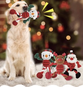 El perro interactivo resistente a las mordeduras del rompecabezas juega la comida de la tarjeta de los alces de Papá Noel