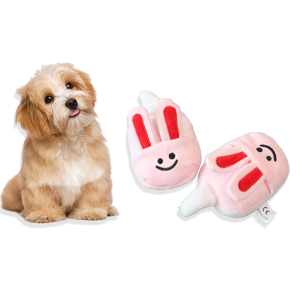Cute bunny slipper Designer soft Stuffed Squeaky pet chew plush dog soft puppy toys