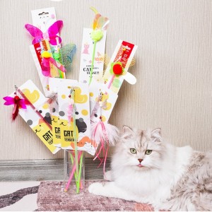 I-Feather Glitter ring paper bell cat wand toys