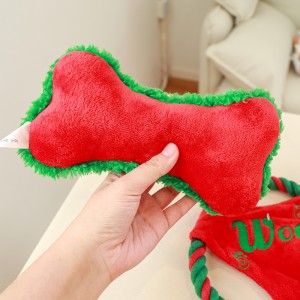 Christmas bone frisbee dog stuffed chew toy set