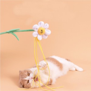Bâton de chat taquin, fleur, long gland, jouet cloche intégré