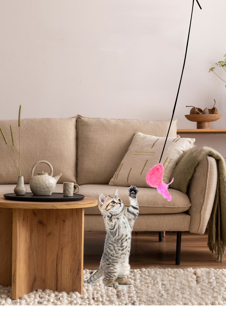 Interaktywna zabawka dla kota – dzwonek z piórami kota