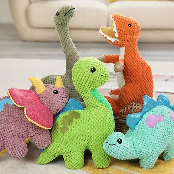 Juguetes interactivos para mascotas de dinosaurio de peluche con chirrido de estilo de dinosaurio de 35 cm