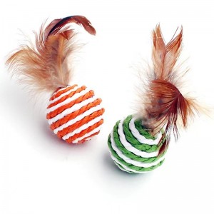 Corda de sisal Pelota trenzada Pelota de golf con xoguetes de gato divertido con plumas