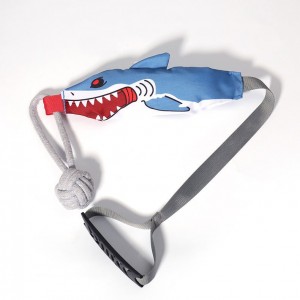 ໝາໃຫຍ່ chewable Shark squeaky tease tug of war ຂອງຫຼິ້ນເຊືອກໝາຍາວດົນ