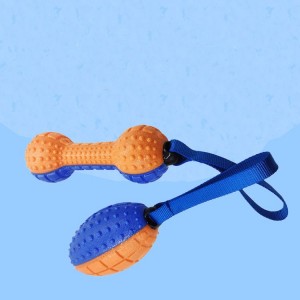 TPR Rope Barbell Rugby two-tone dog toys