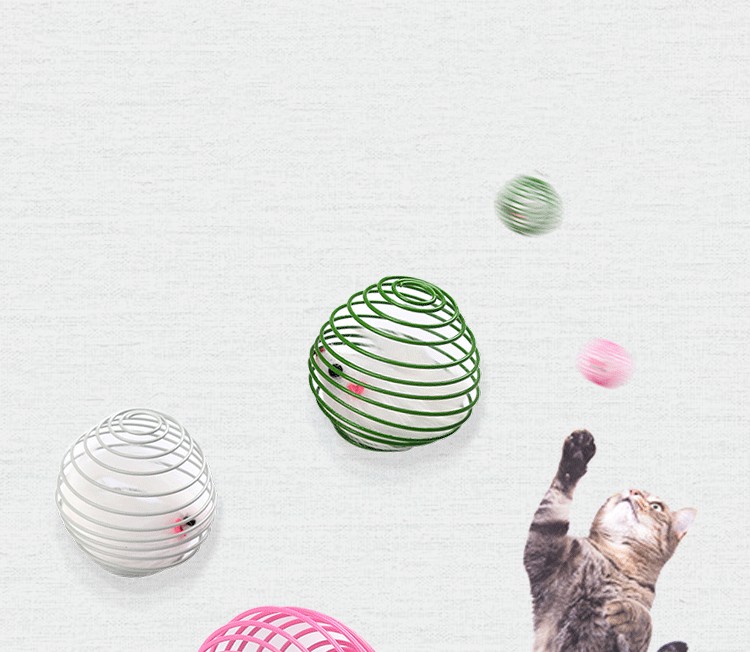 Stainless steel elastic cage plush mouse cute shape spring interactive cat toys Featured Image