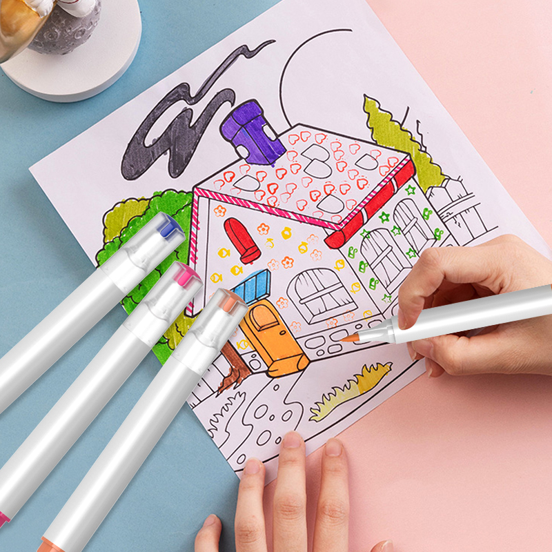 LELE PAINTING Food Grade Watercolor Pen, Soft Fiber Tip,24 Colors