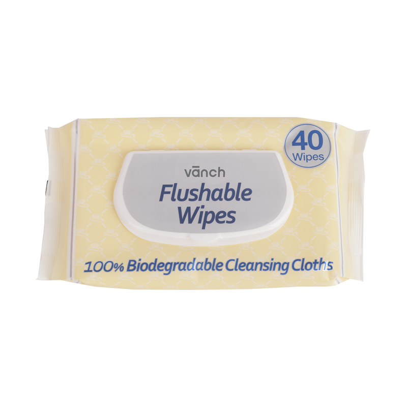 Vanch Flushable Adult Cleaning Wipes, Fragrance Free, 40 Count