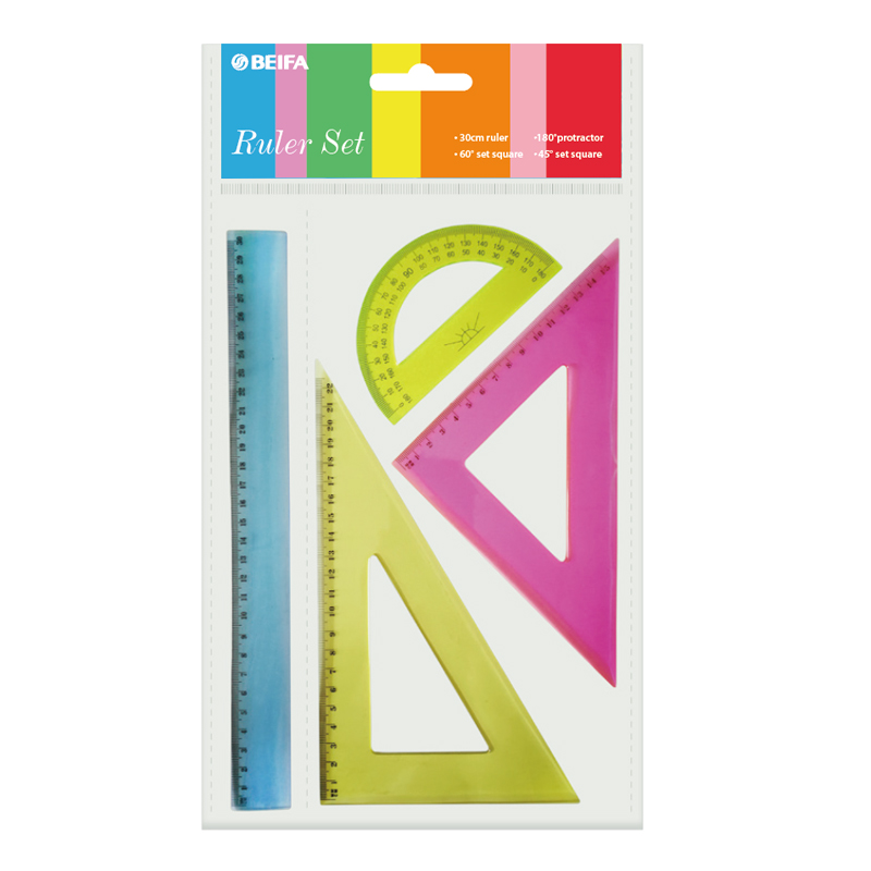 New Product 30cm Straight Edge Ruler Protractor Square Ruler Set
