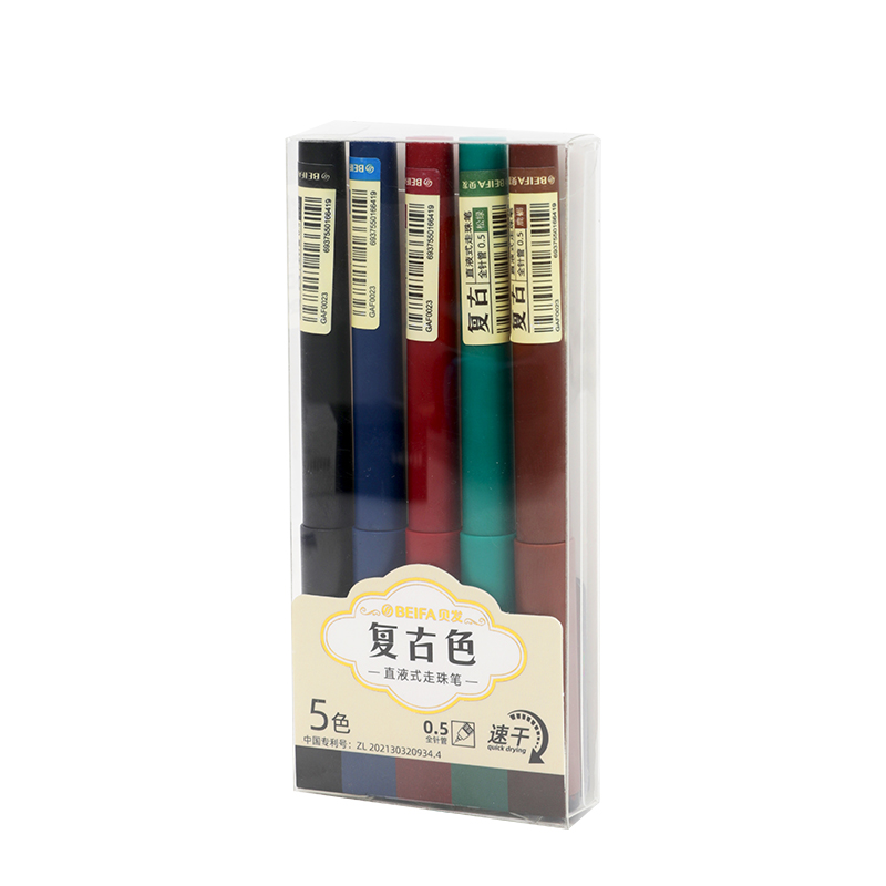 قلم حبر رولربال كلاسيكي كلاسيكي خالٍ من الألوان مع حبر بخمسة ألوان