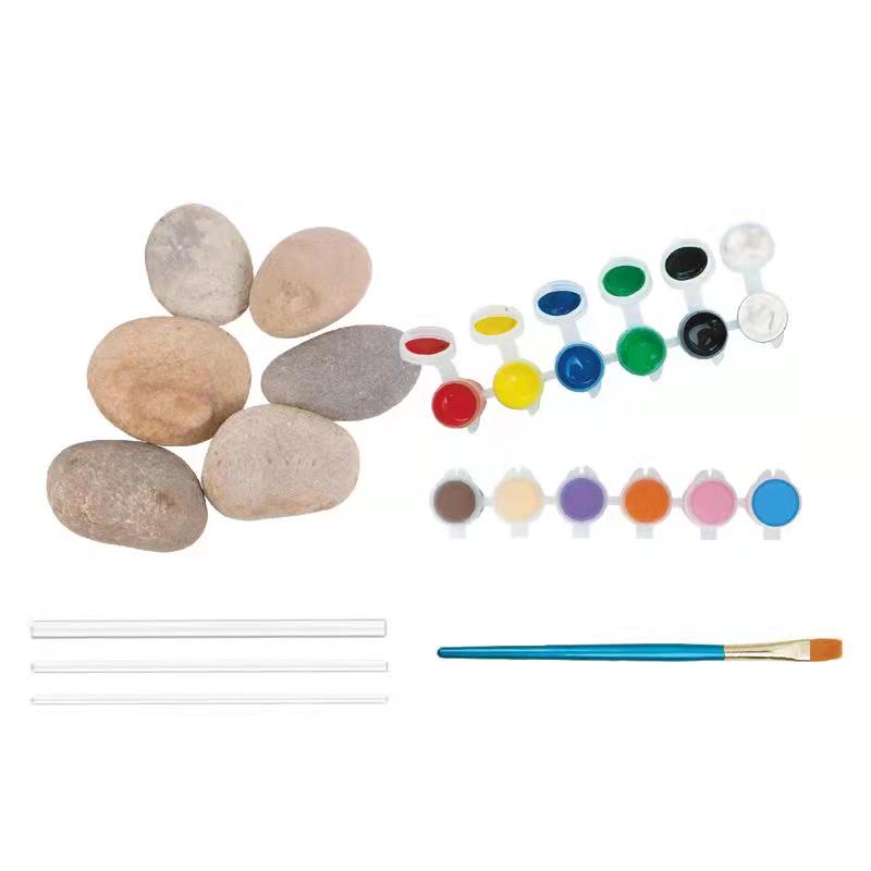 DIY Drawing Stones with 3 Acrylic Rods&12 Colors Acrylic Paint
