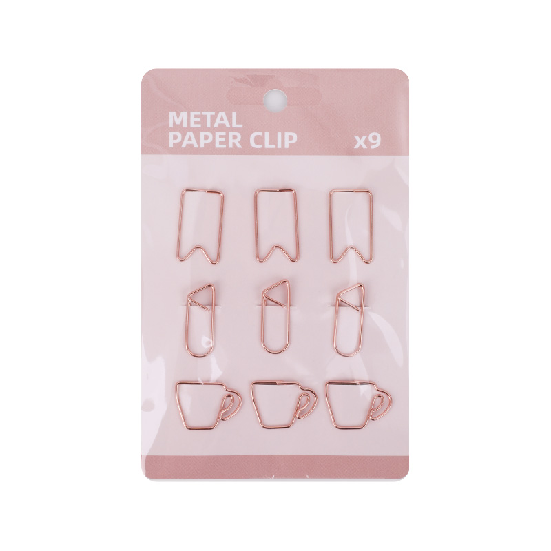 Cup Shape Metal Paper Clip Set Accessories for Bookmark Office School Notebook