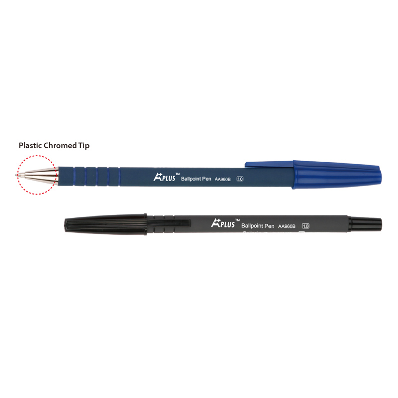 1.0mm/0.7mm Cap Type Ballpoint Pen Plastic Chromed Tip