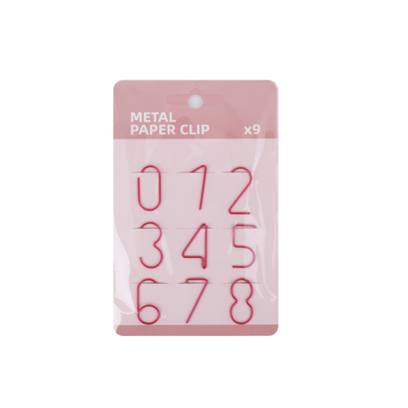 Number Shape Pink Metal Paper Clip Set Office Accessories for Desk Bookmark Office