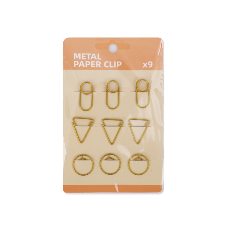 9 Pieces/Pack Gold Metal Paper Clip Set for Desk Bookmark Office School Notebook