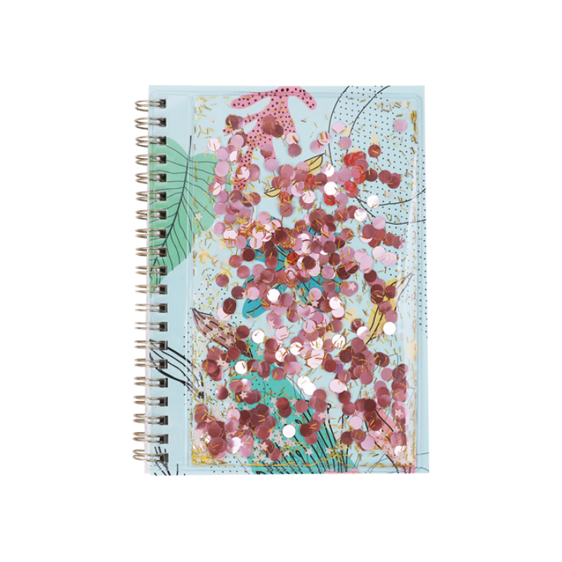 12.7*17.7cm Liquid Spiral Notebook Flowing Sand into Oil for Diary