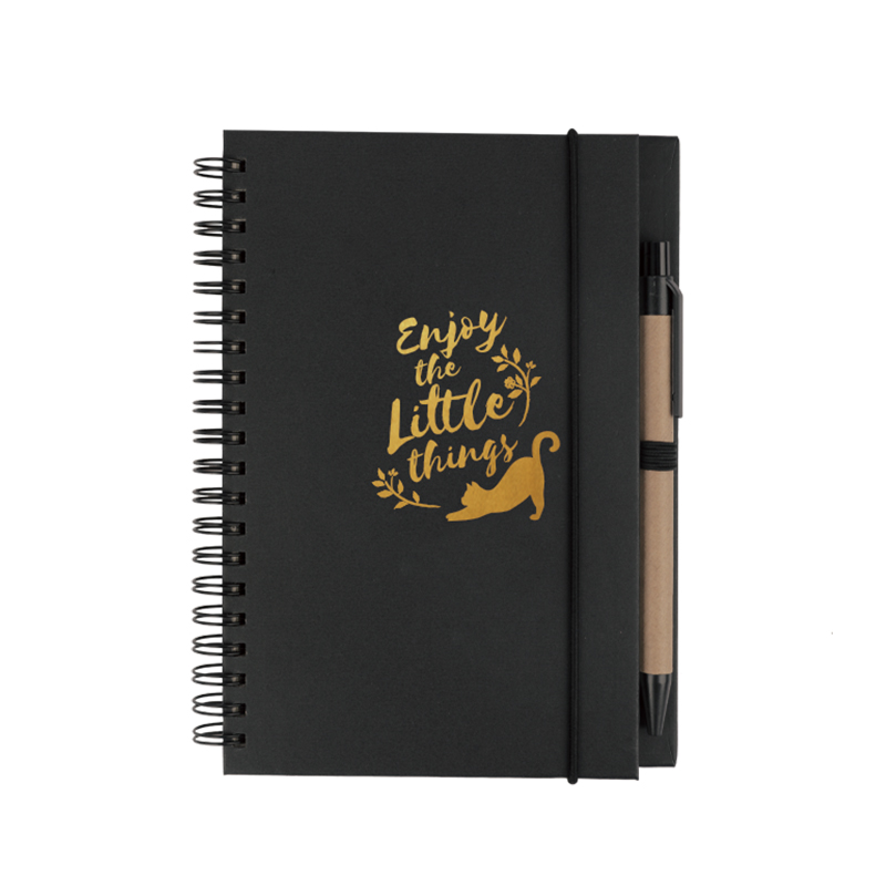 Black Gold Hard-faced Coil Notebook Ballpoint Pen Set