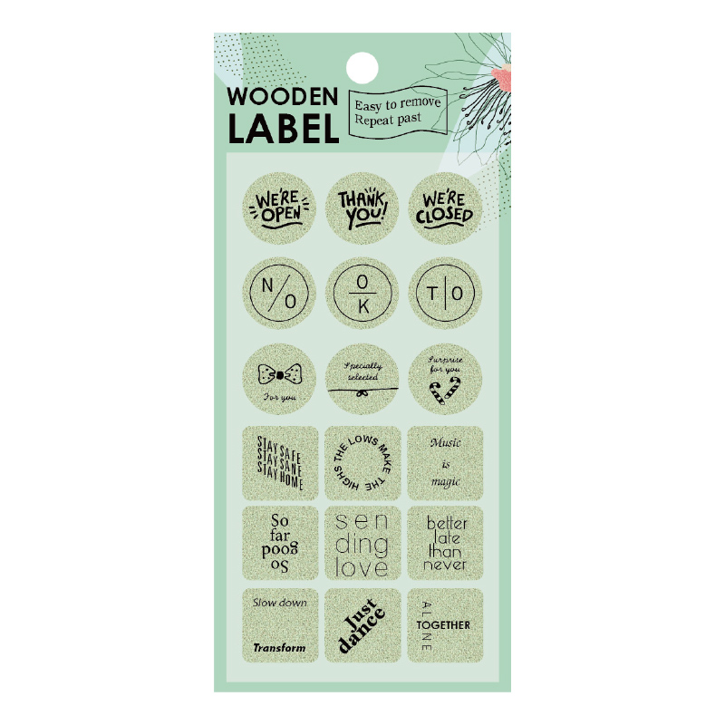 54 Pcs/Pack Remind Wooden Label Cork Sticker for Business School Home
