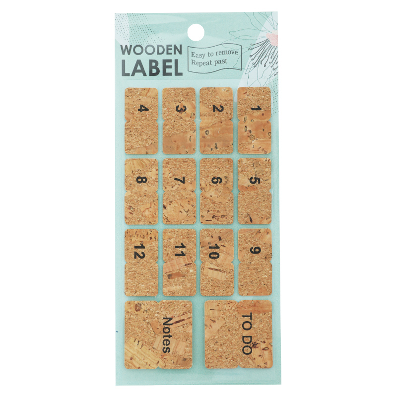 Divider Page Wooden Label Cork Stciker for Office School Home