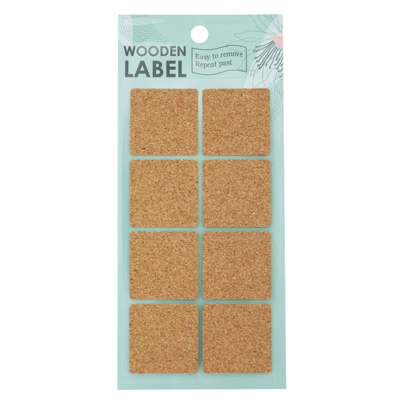 24 Pieces Square Wooden Label Cork Sticker Gift tag Stickers, Name tag Stickers