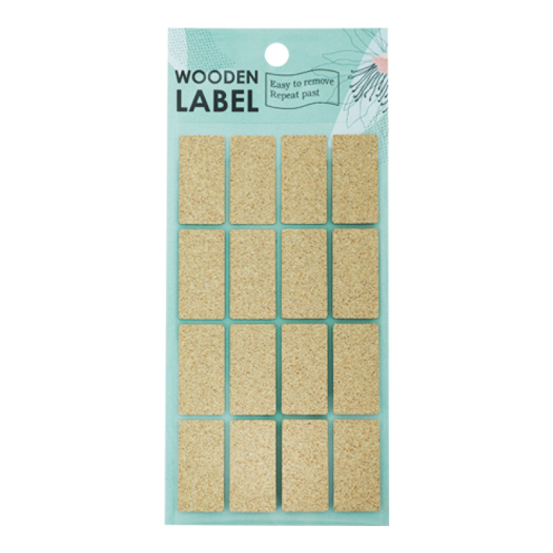 64 PCS/Pack Rectangle Wooden Label Cork Sticker Removable Labels for Jars, Bottles