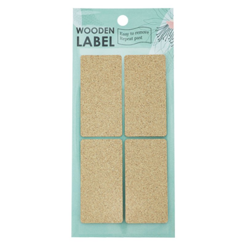 4 Colors Wooden Label Cork Sticker Adhesive Labels