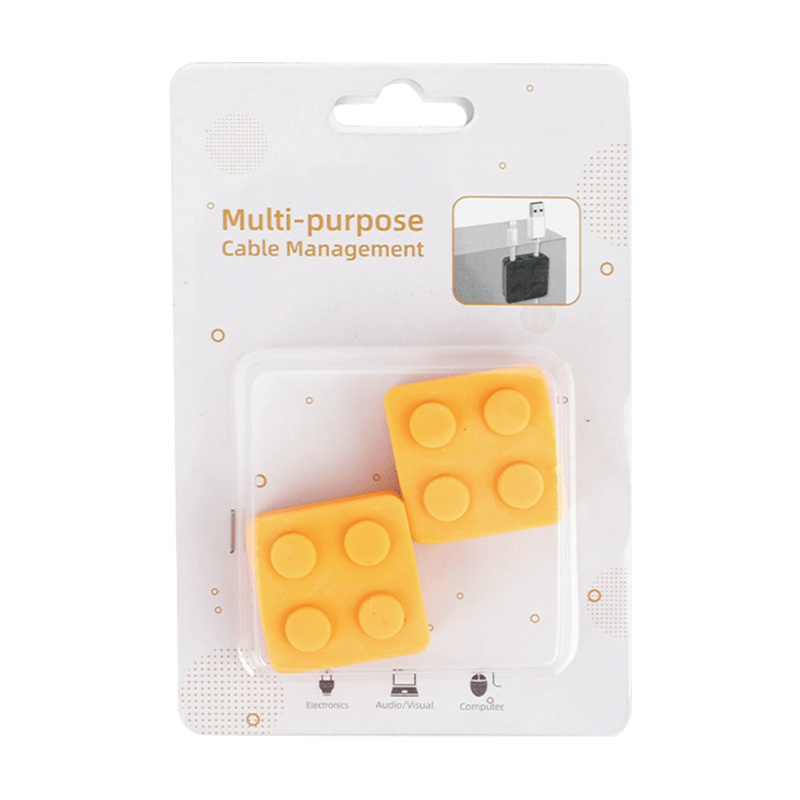 Yellow Square USB Cable Clips Cord Holder Management