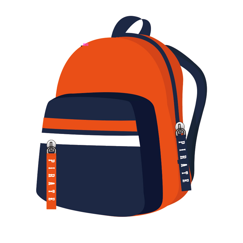 84*56*34.5cm Bright Orange Backpack with Pirate Elements