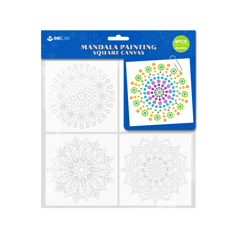 China Children Pupil Mandala Painting Square Canvases,4 Pieces Manufacture  and Factory