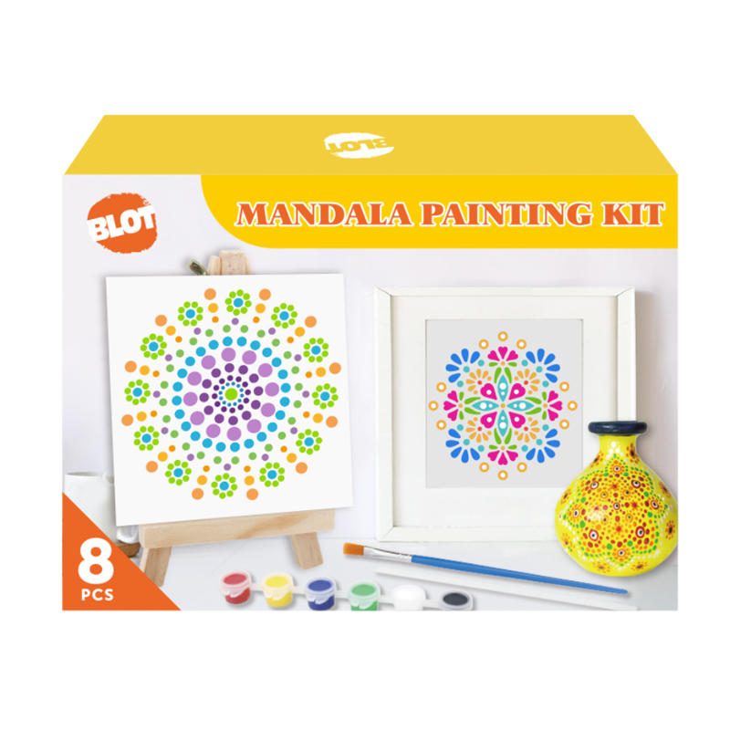 Children Pupil Mandala Painting Kit Including 1 Acrylic Rods,2 Panels