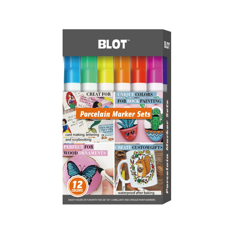 12 Bold Colors Nontoxic Acrylic Porcelain Marker Set