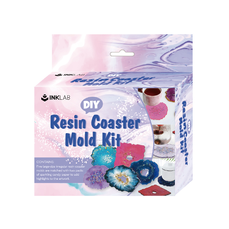 Resin Coaster Mold Kit with 5 Coaster molds, 5 Mica Powder