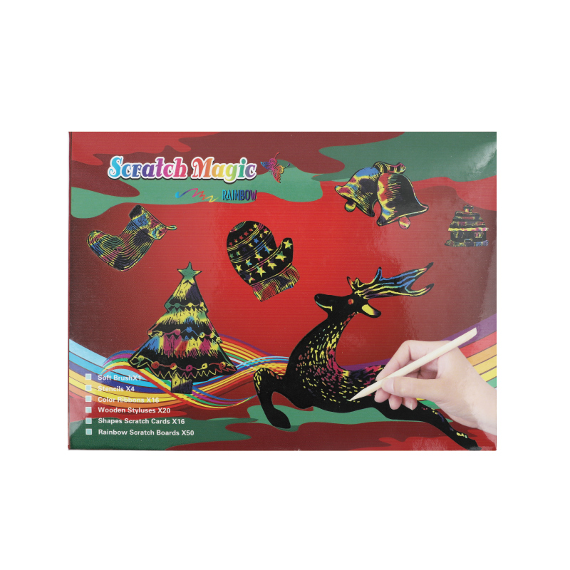 Christmas Scratch Magic Set Color Drawing Paper Kit for Kids Birthday Game Party