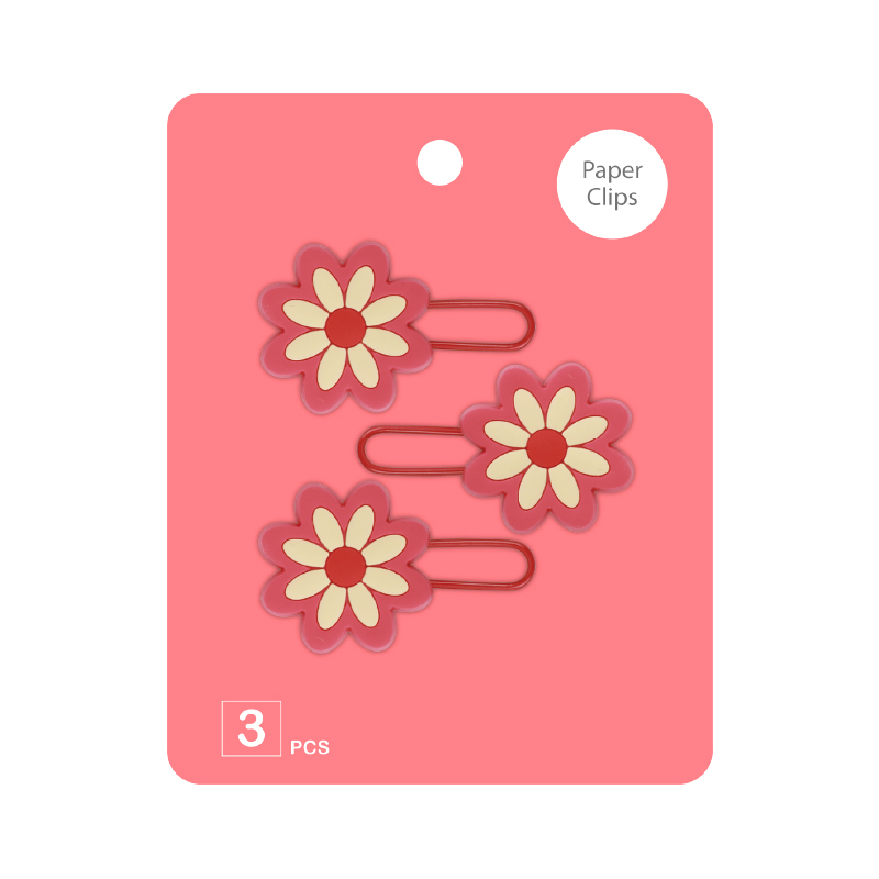 Cute Colorful Paper Clip Elegant Flower Design Bookmark for Students