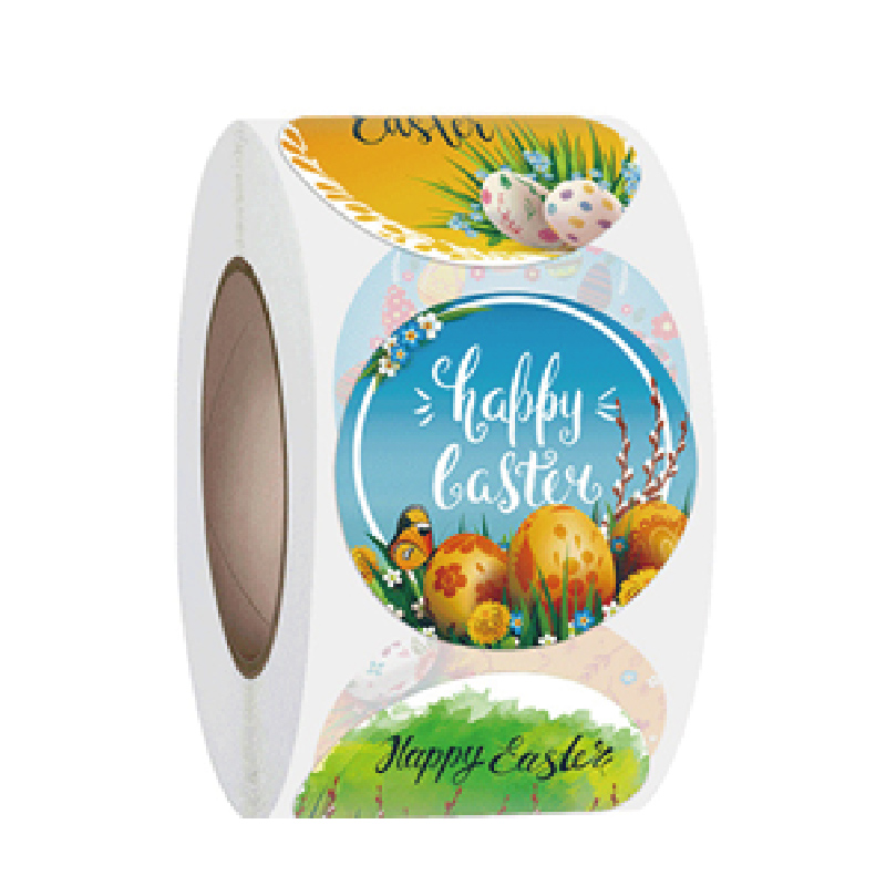 Colorful Round Labels Easter Wish Stickers for Festival Celebration