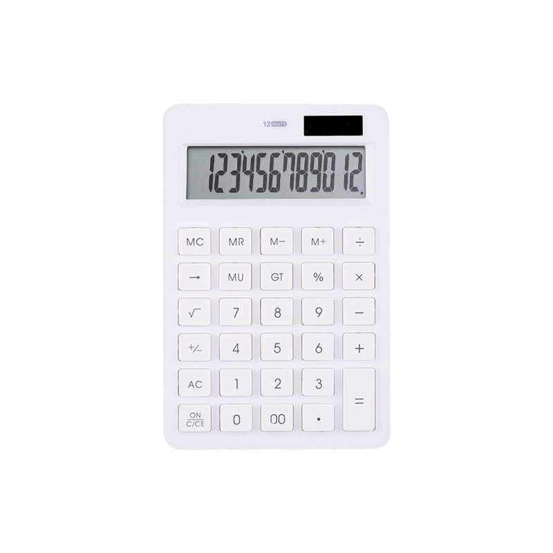 12-Digit Simple True Solar and Button Battery Dual Power Calculator