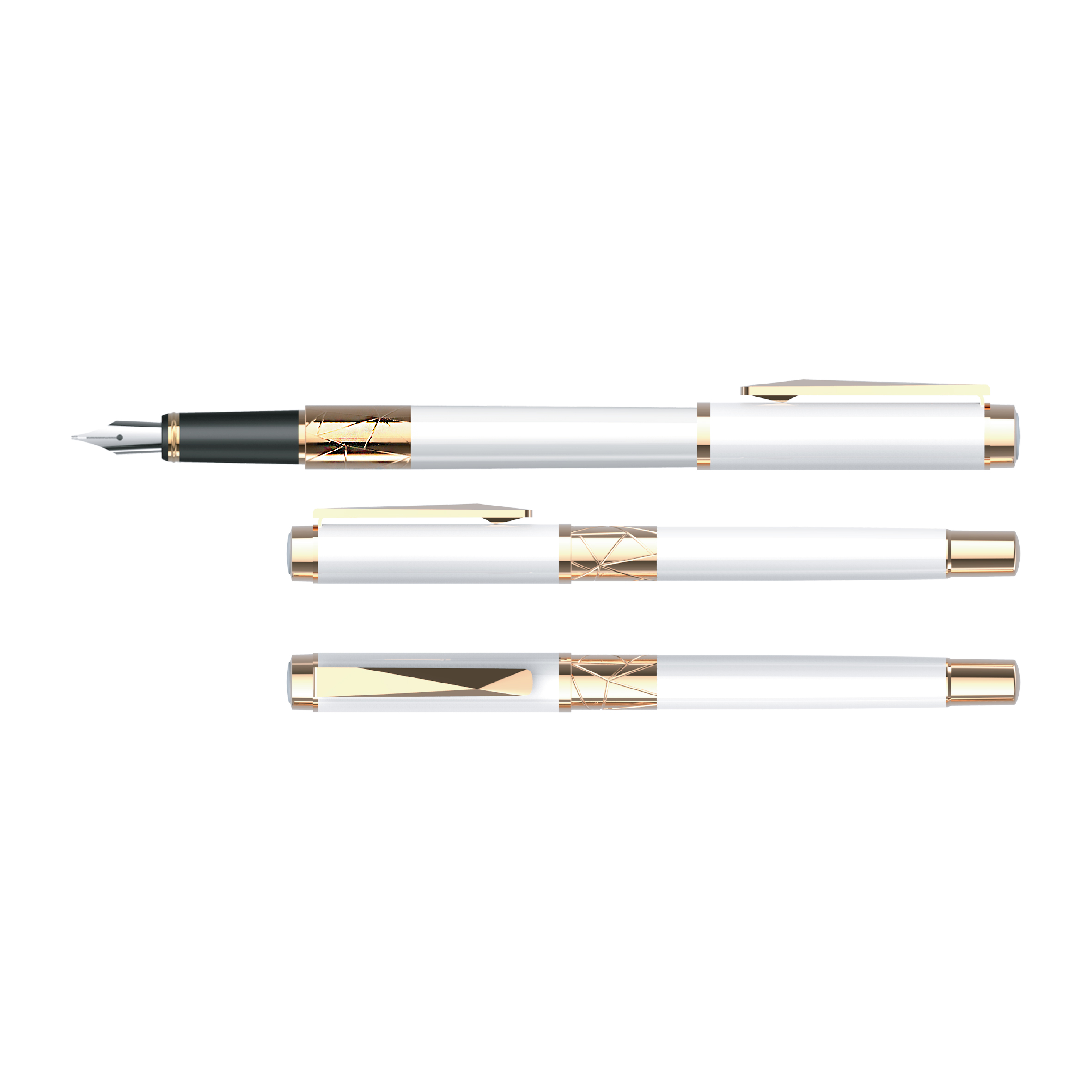 White Body Metal Fountain Luxury Pen For Business with Cap