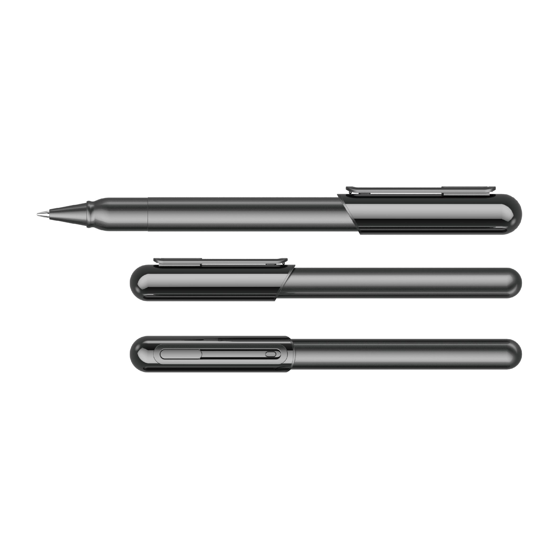 Black Barrel Luxury Refillable Cap-Off Metal Gel Pen,0.5mm/0.7mm