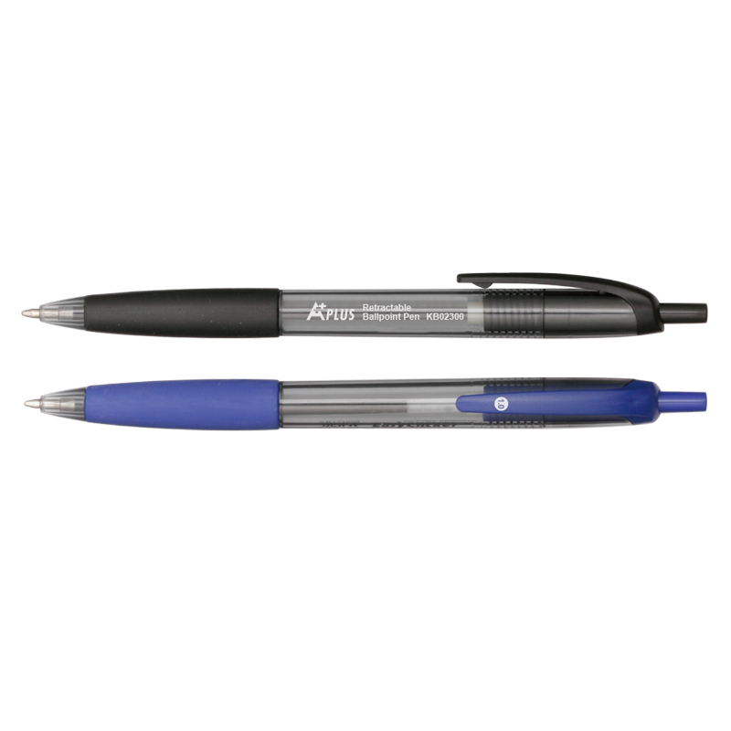 Penna a sfera con fusto trasparente, impugnatura morbida, 1,0 mm/0,7 mm, inchiostro blu