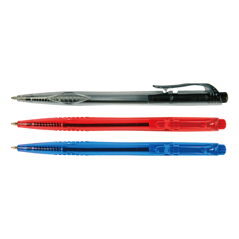 1.0mm/0.7mm Transparent Retractable Ballpoint Pen Blue Ink