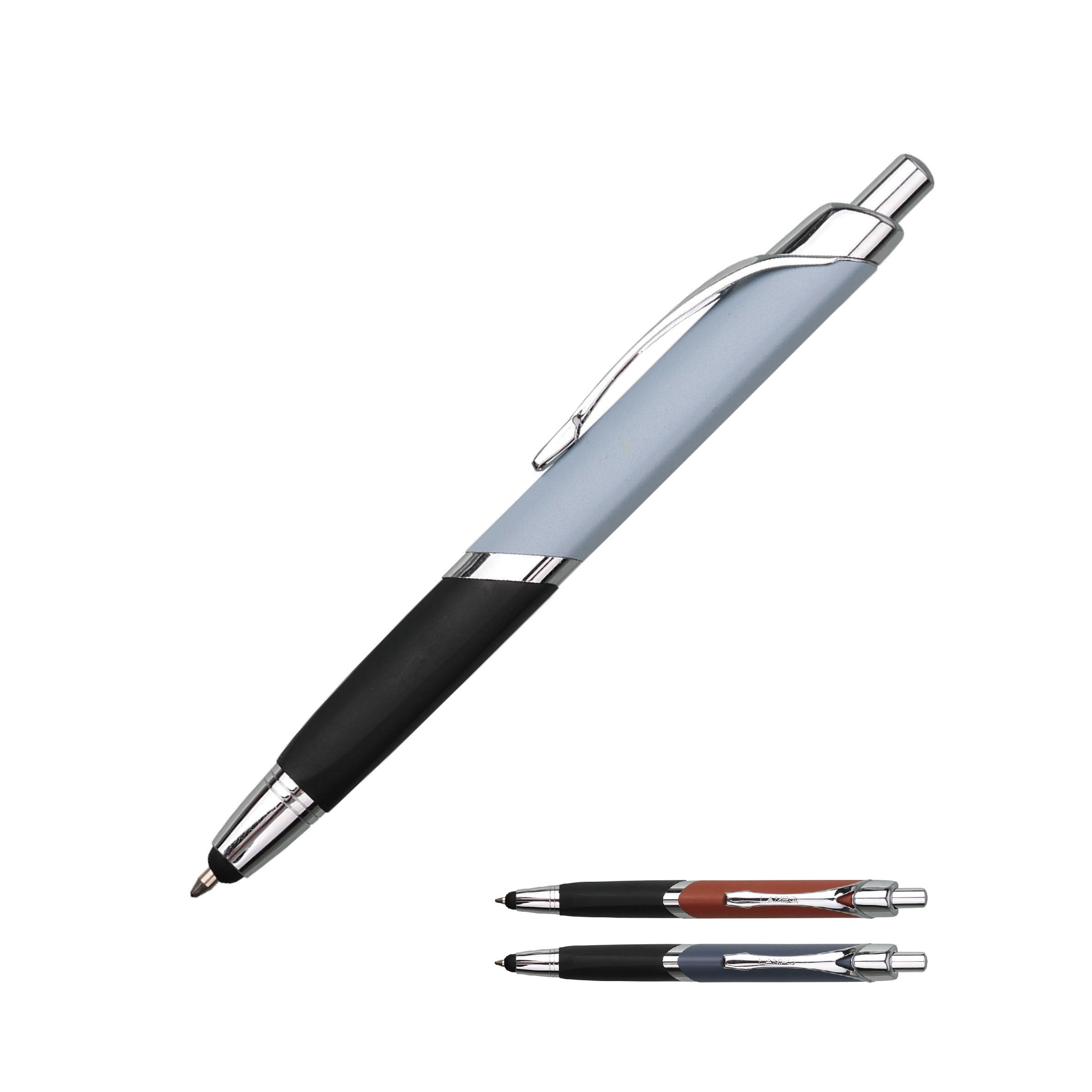 Triangular Retractable Metal Ball Pen With Stylus On Tip