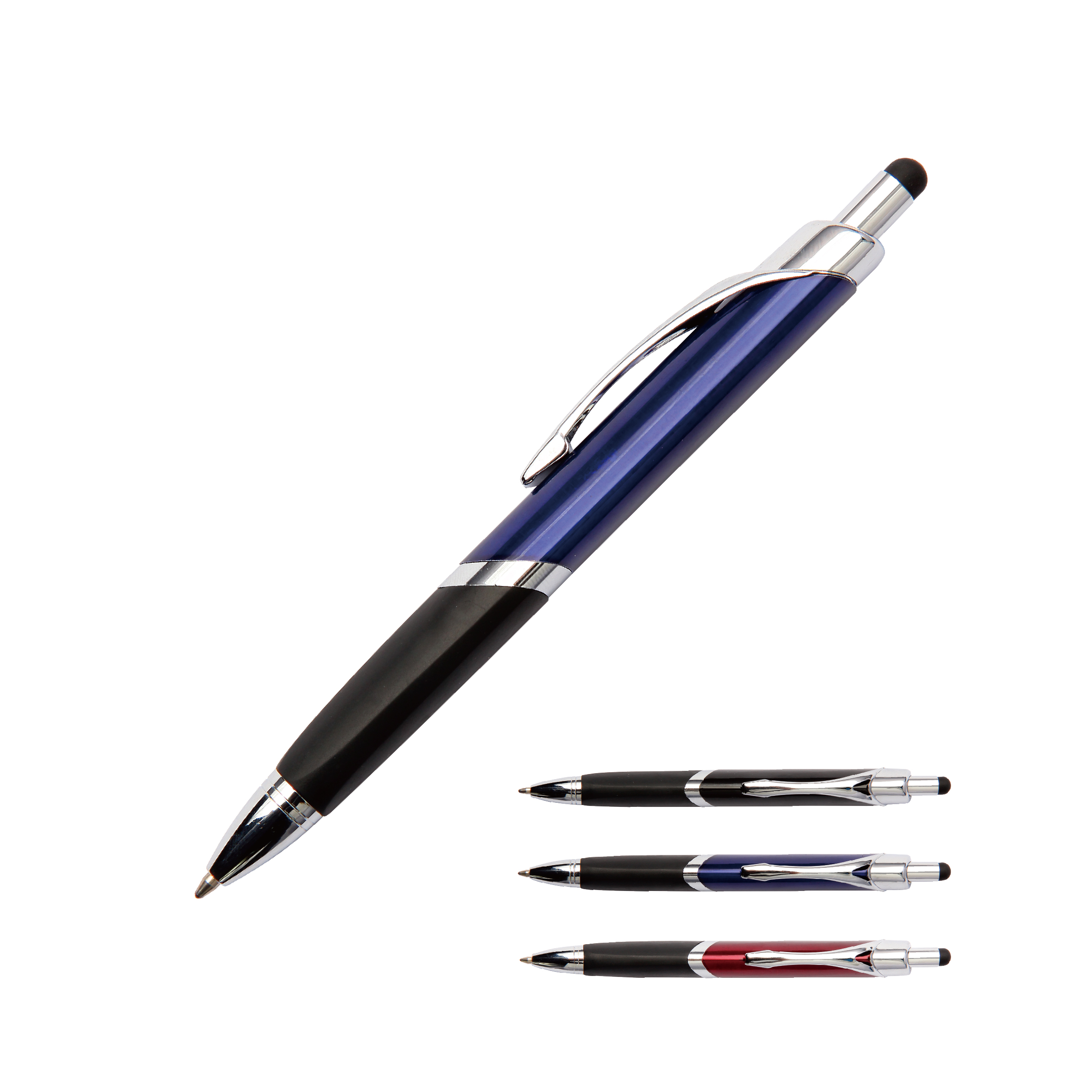 Triangular Retractable Metal Ball Pen With Stylus On Top