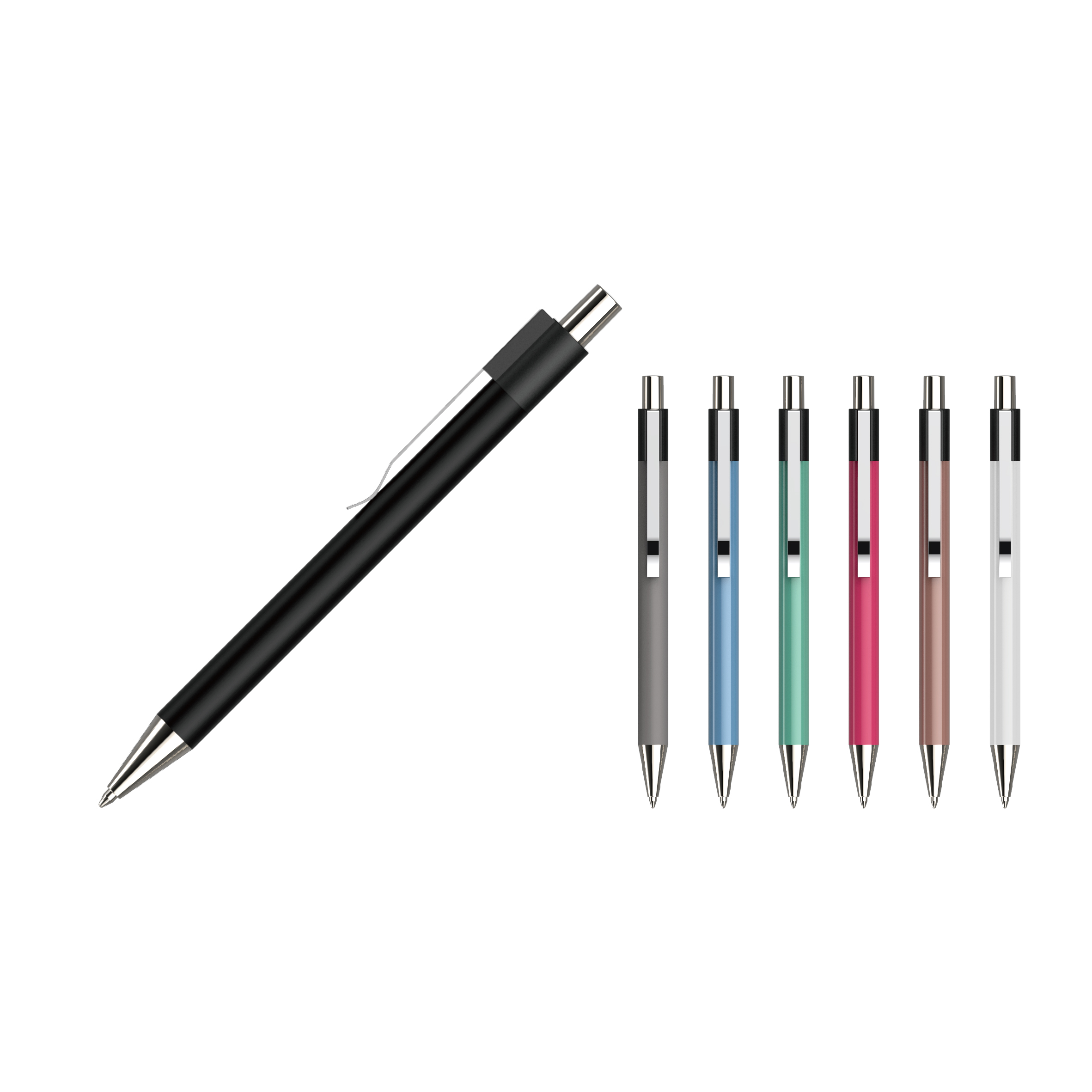 Press Retractable Metal Pen Point Ball Pen with Metal Clip, 0.7/1.0mm