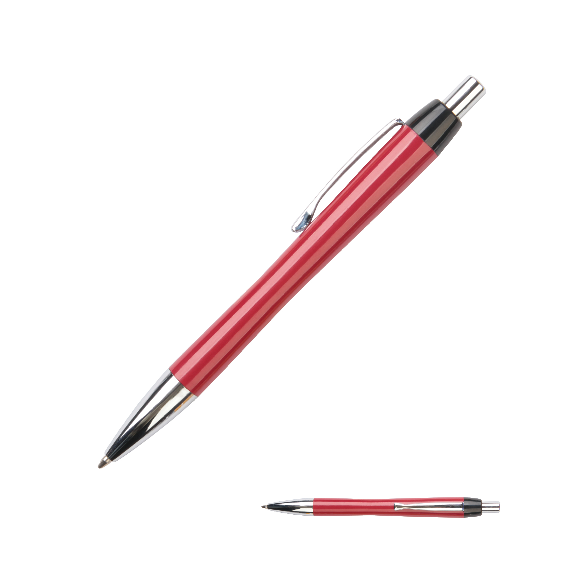 0.7mm/1.0mm Red Barrel Press Ball Metal Pen Black/Blue/Red Ink