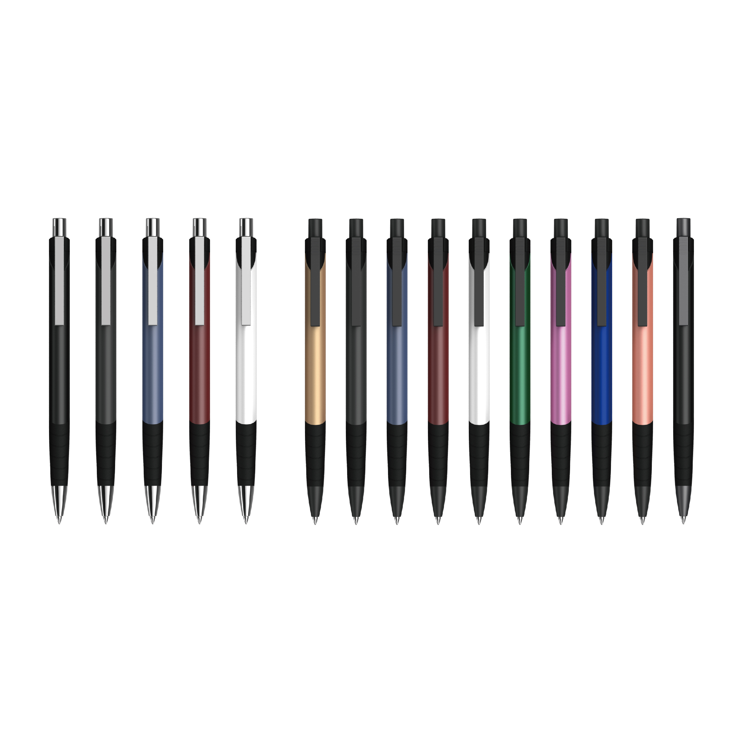 0.7mm/1.0mm Press Pens Bulk Ballpoint Metal Pen with Soft Grip
