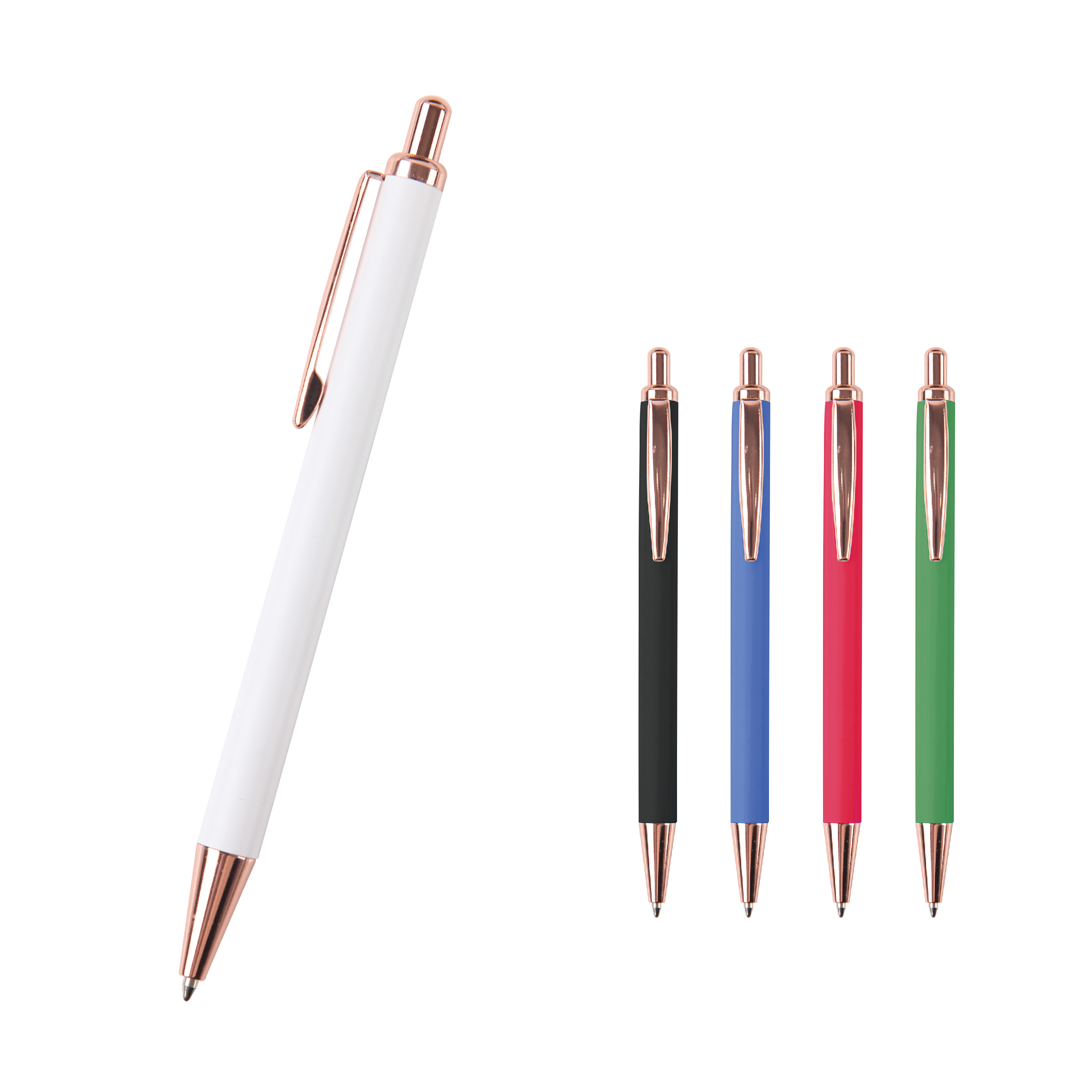 0,7 mm/1,0 mm einziehbarer Kugelschreiber aus Metall, einfarbiger Schaft