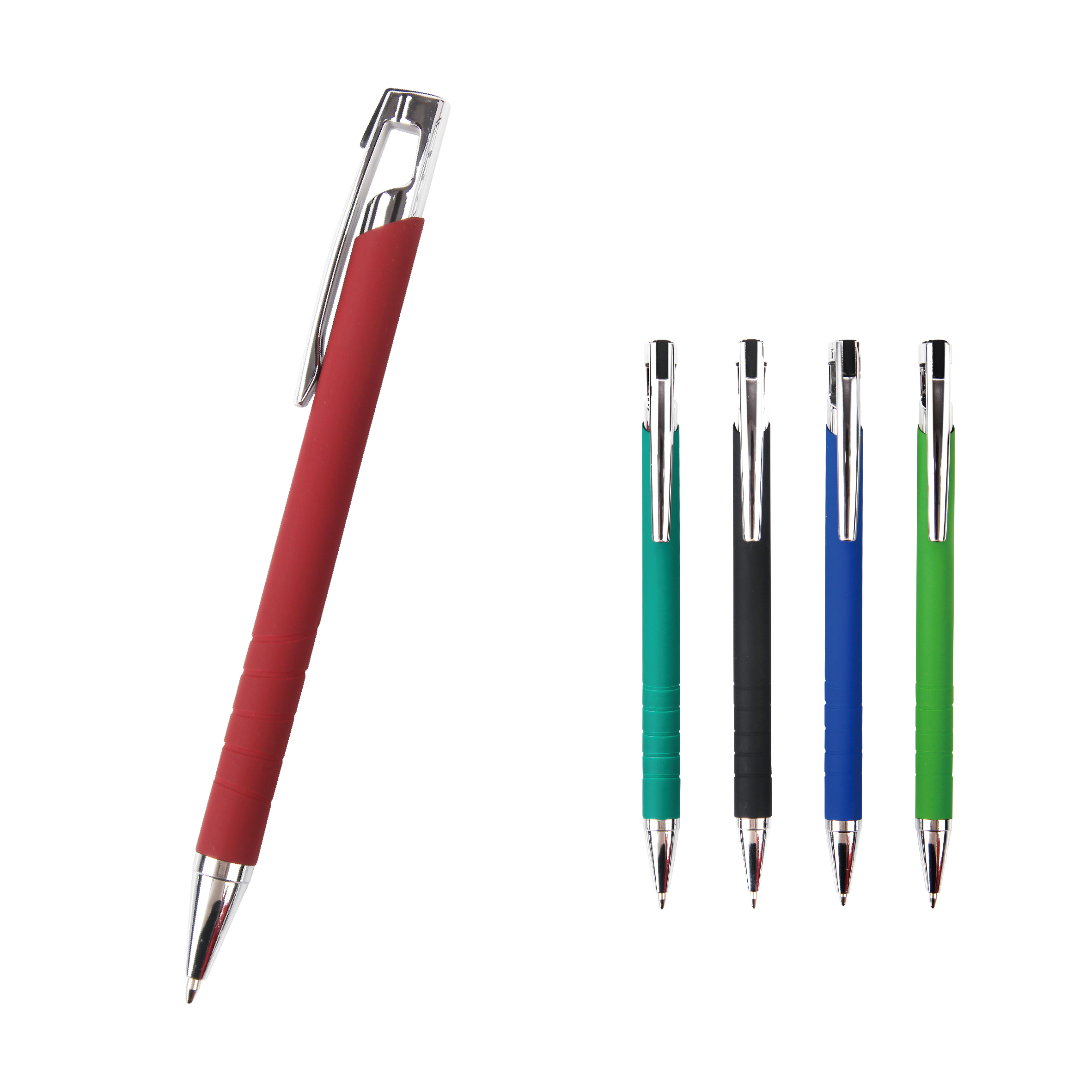 0,7 mm/1,0 mm Druckkugelschreiber aus Metall, schwarze, blaue, rote Tinte