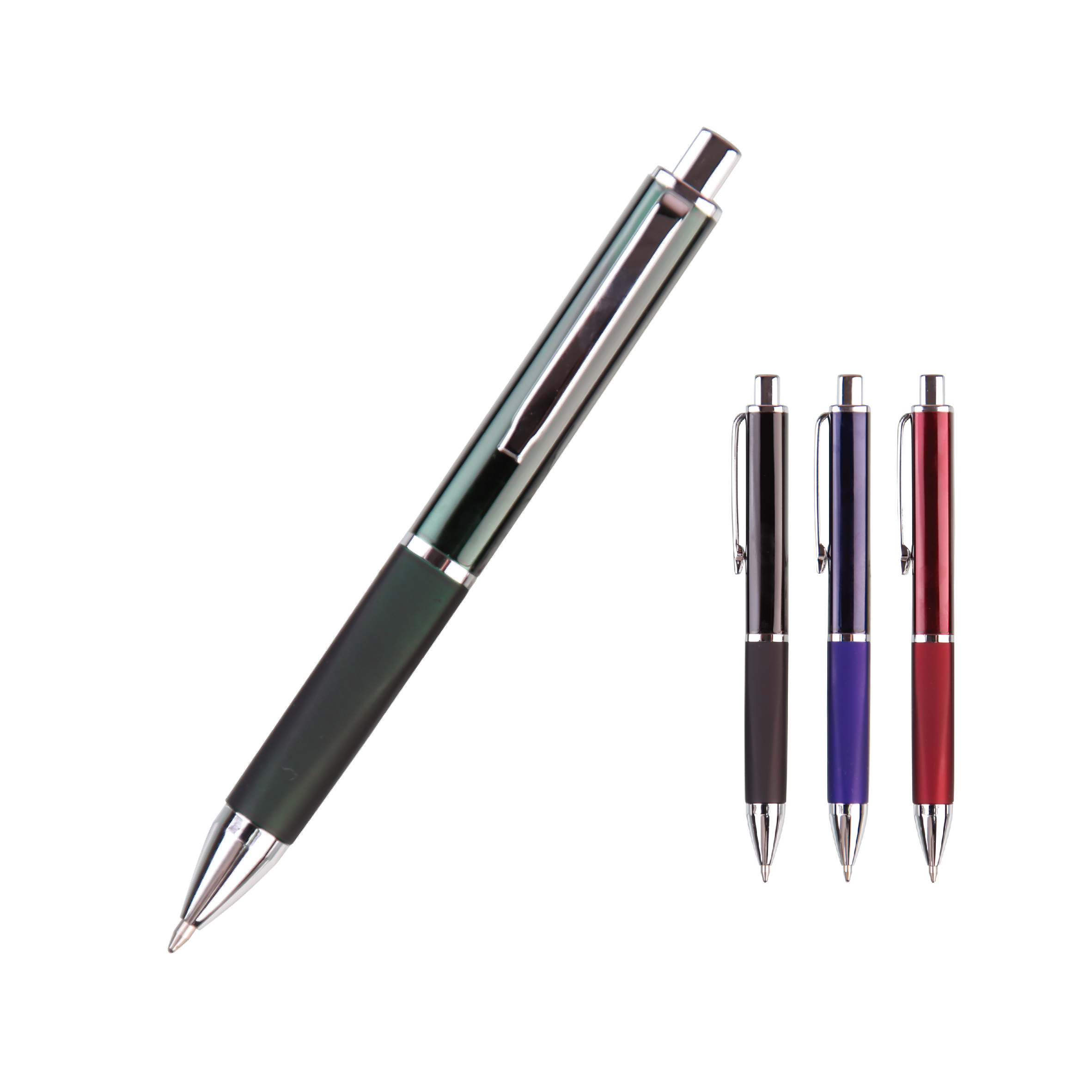 0.7mm/1.0mm Retractable Square Ball Metal Pen With Rubberized Grip