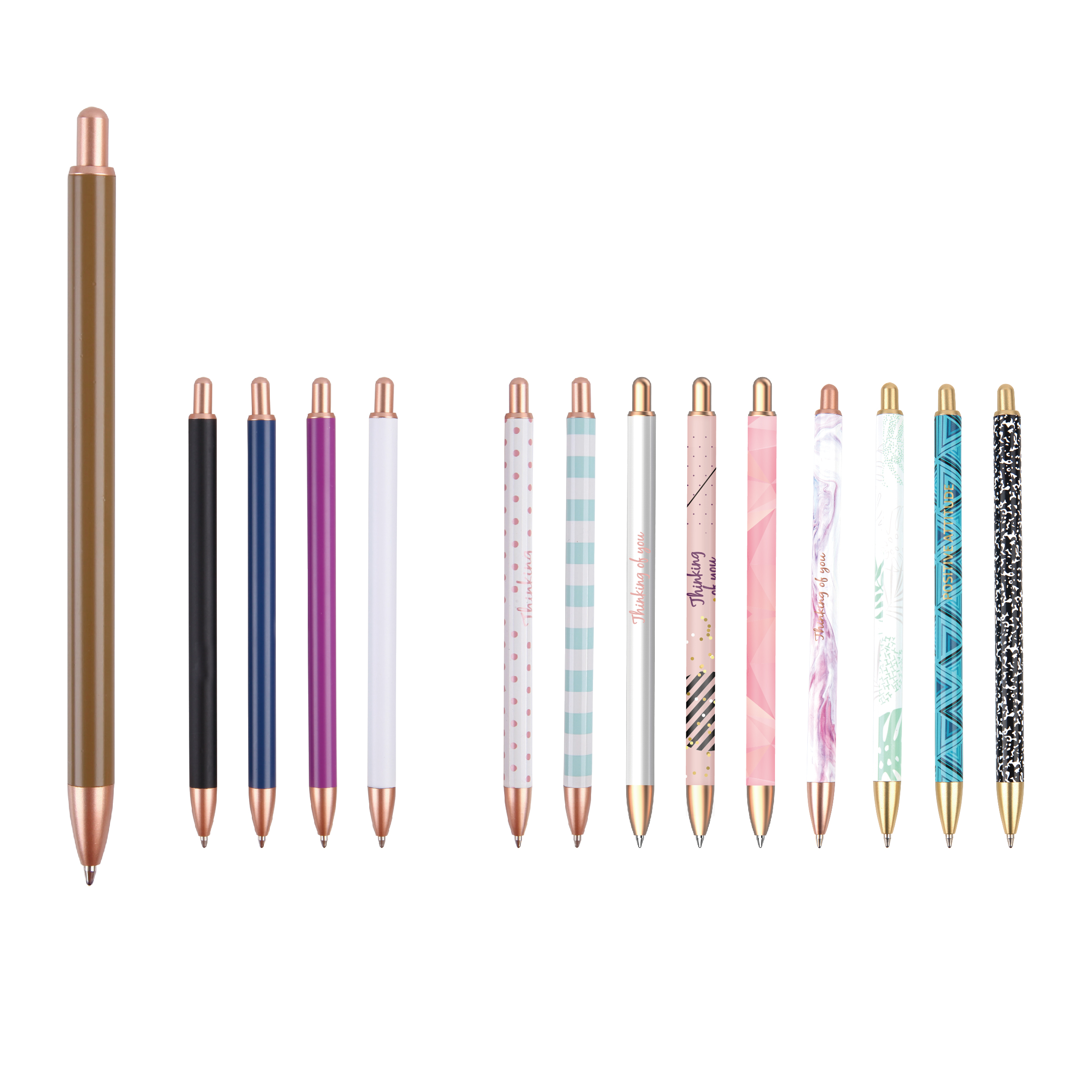 0,7 mm / 1,0 mm einziehbarer Kugelschreiber aus Metall mit mehreren Mustern für Mädchen und Jungen